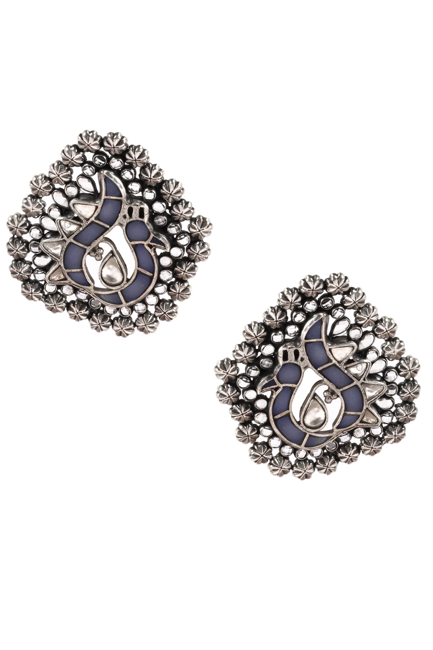 Handcrafted Peacock Carved Studs 