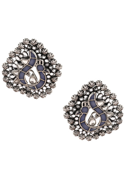 Handcrafted Peacock Carved Studs 