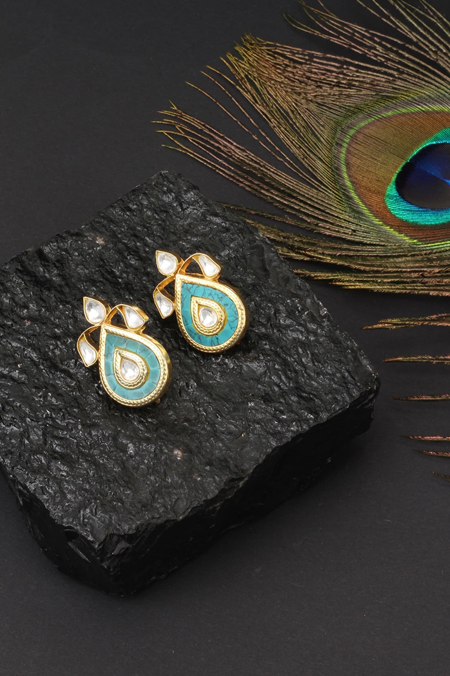 Handcrafted Stone Teardrop Studs 