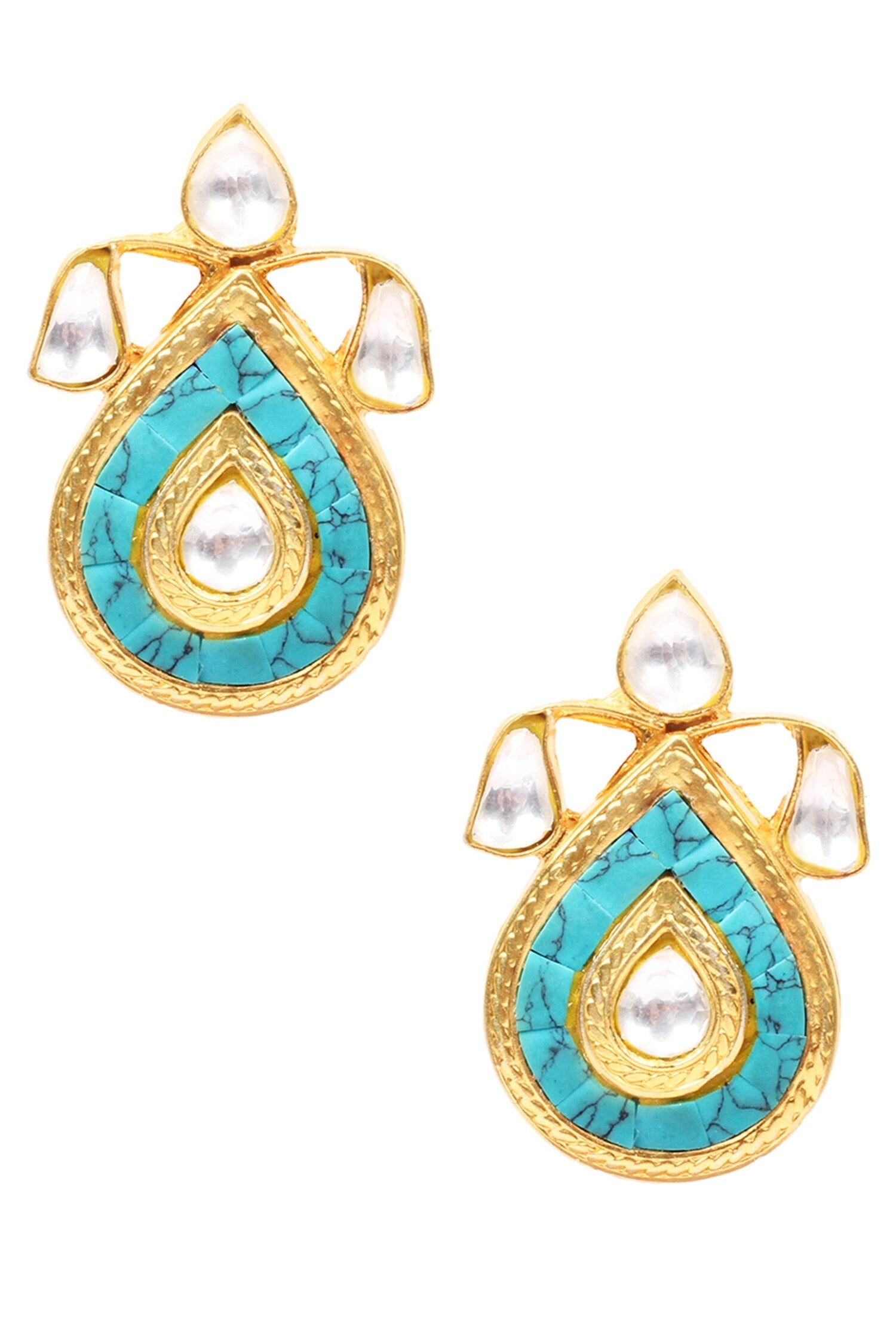 Handcrafted Stone Teardrop Studs 