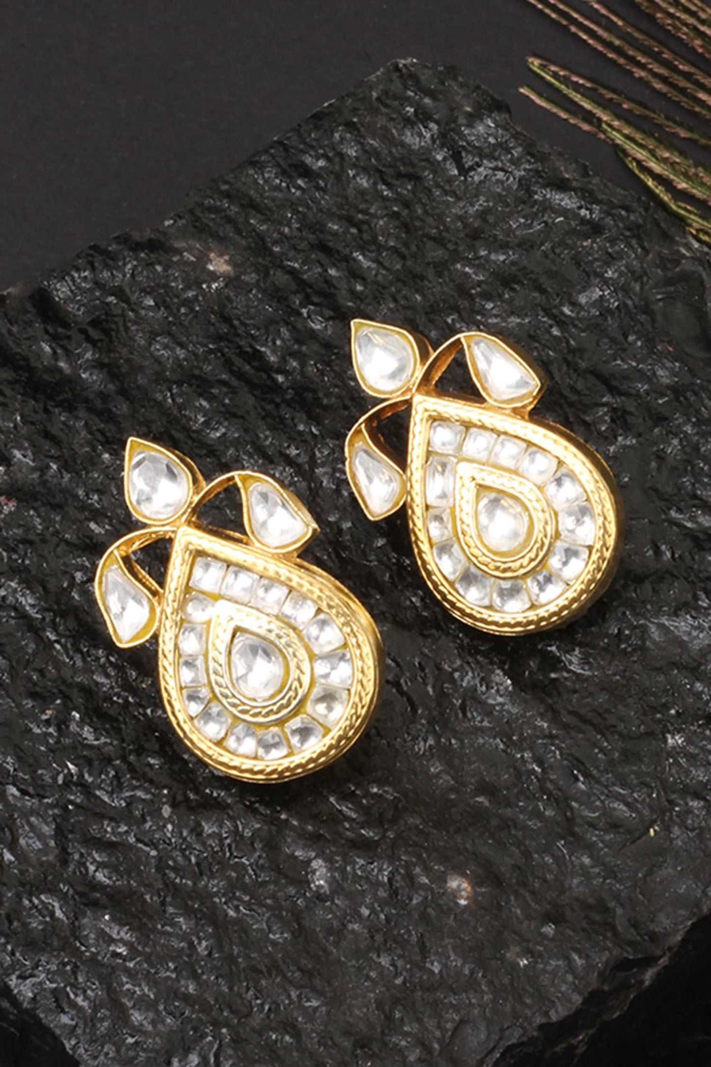 Handcrafted Stone Teardrop Studs 
