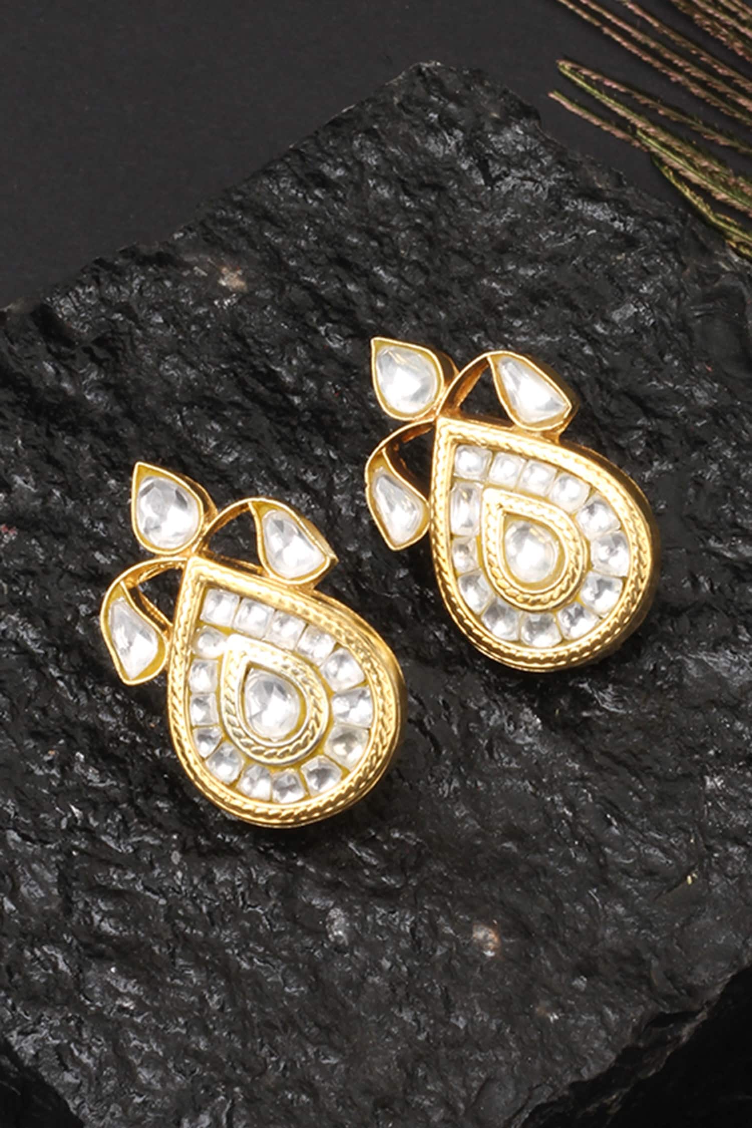 Handcrafted Stone Teardrop Studs 