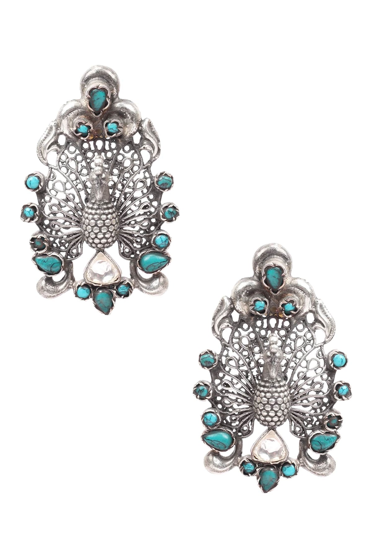Handcrafted Peacock Carved Studs 