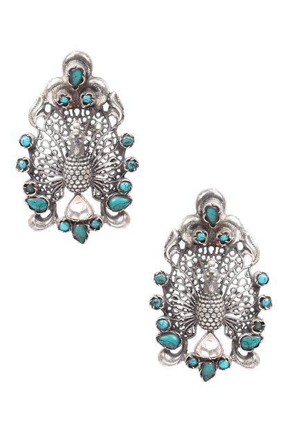Handcrafted Peacock Carved Studs 