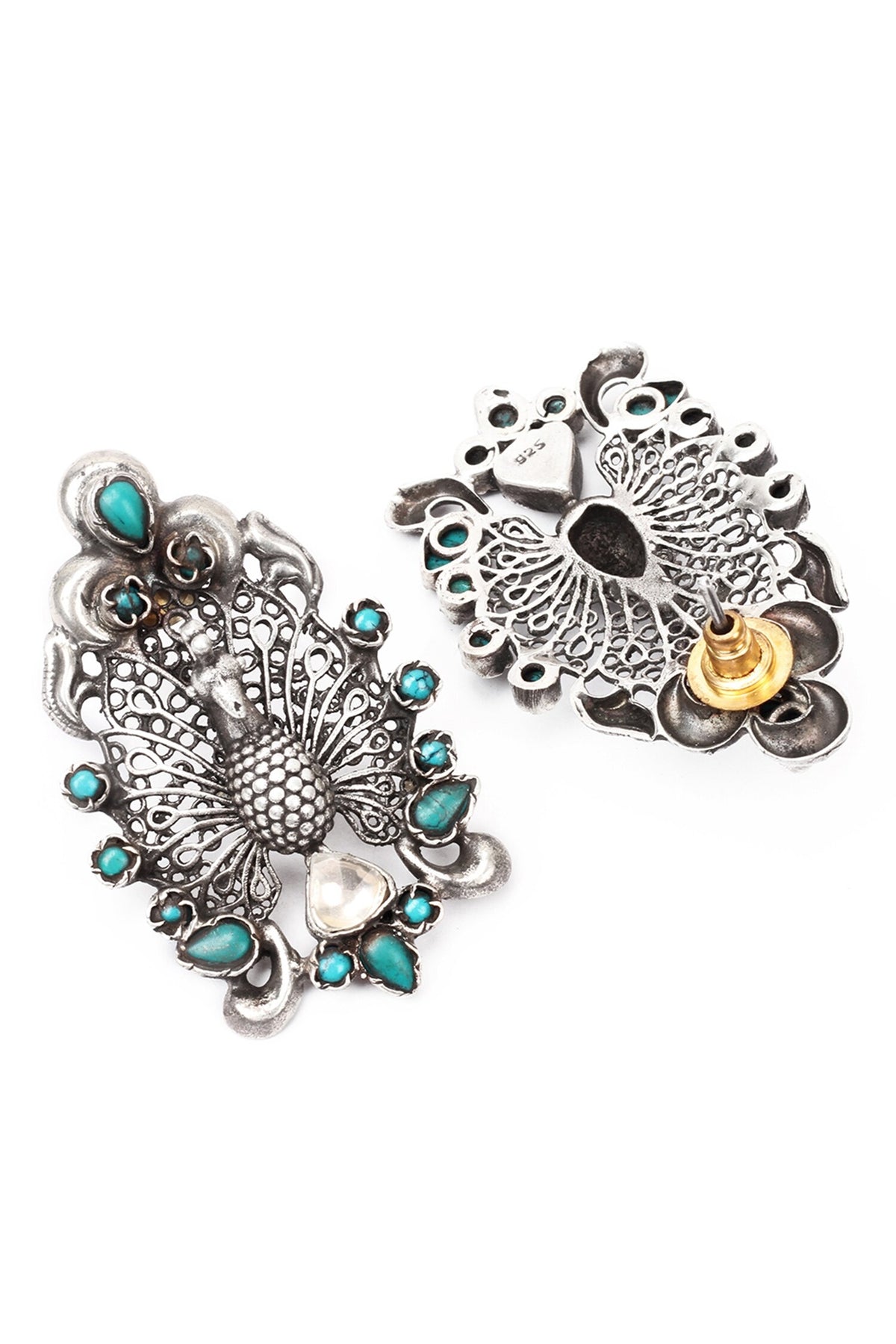 Handcrafted Peacock Carved Studs 