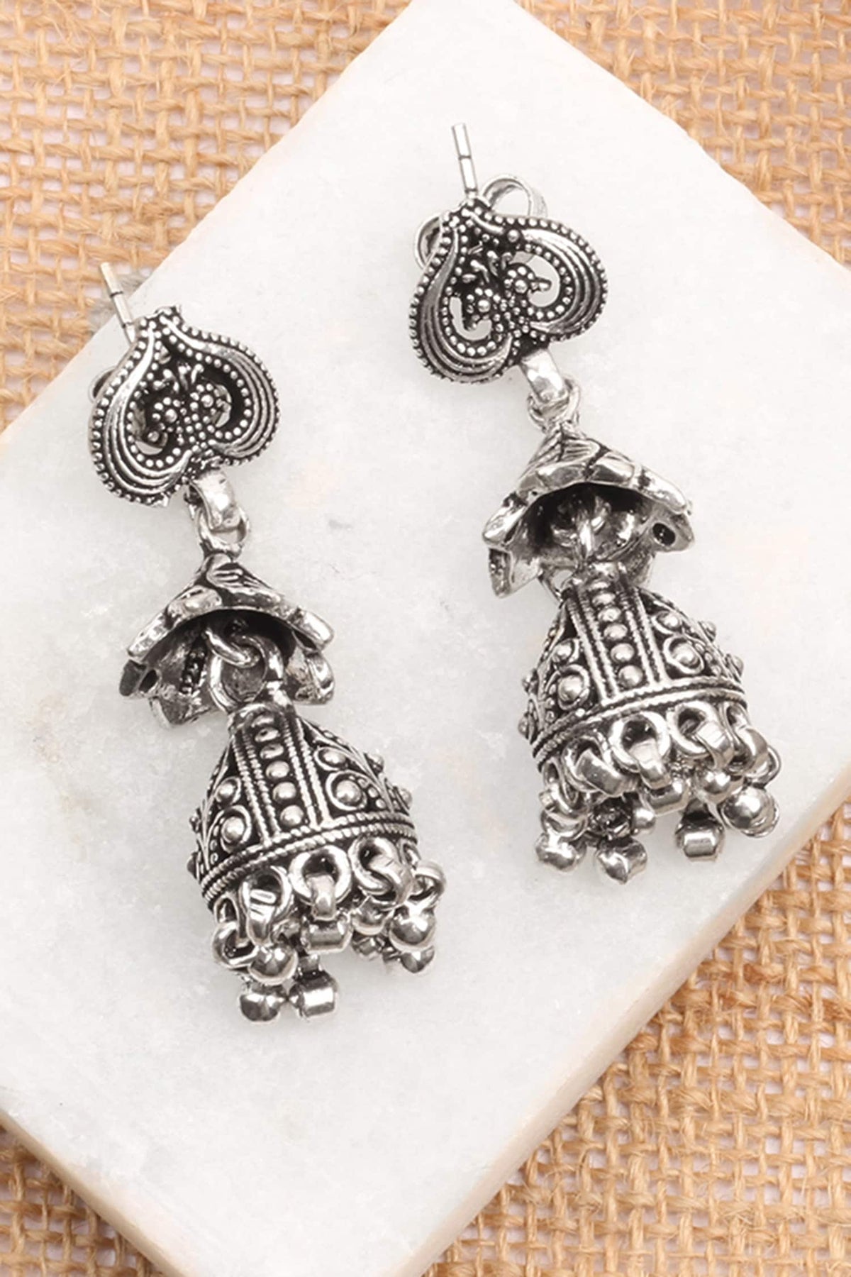 Handcrafted Floral Carved Jhumkas 