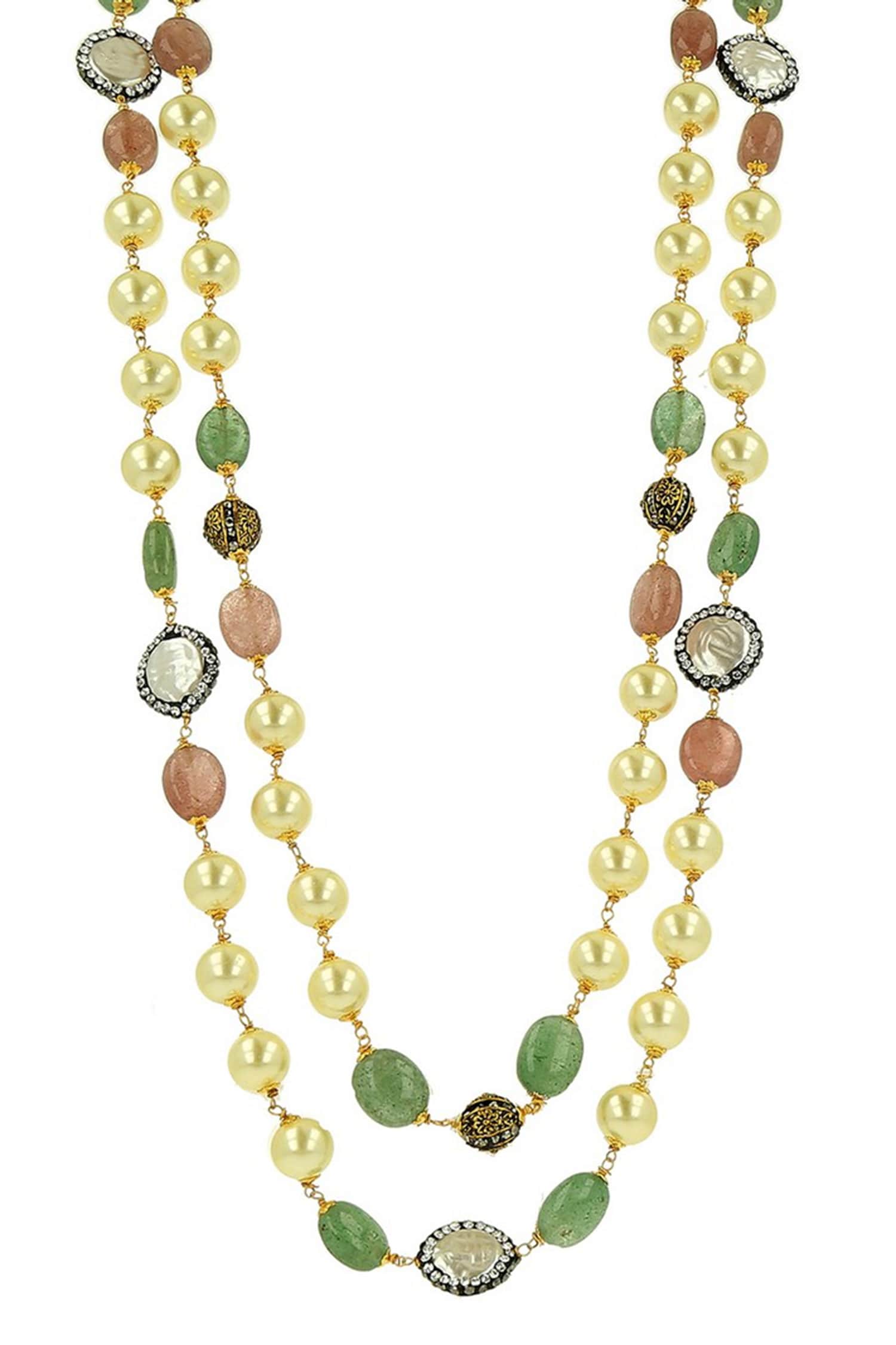 Double Layered Shell Pearl Necklace 