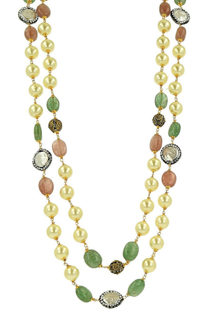 Double Layered Shell Pearl Necklace 
