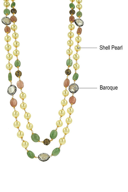 Double Layered Shell Pearl Necklace 