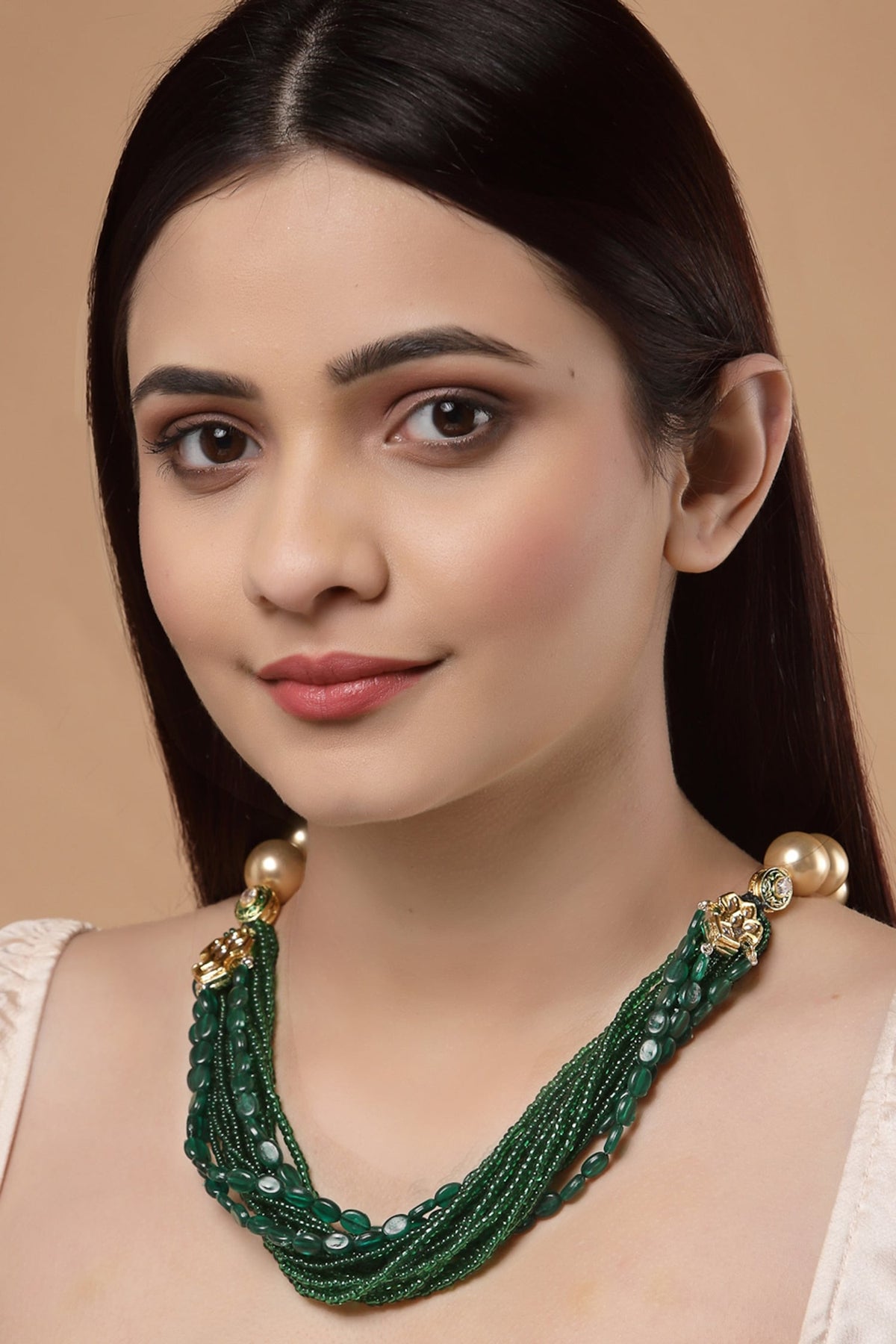 Kundan Pearl Natural Stone Layered Necklace 