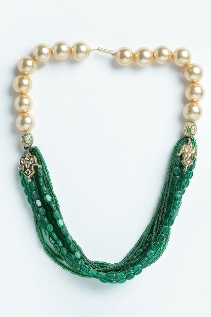 Kundan Pearl Natural Stone Layered Necklace 
