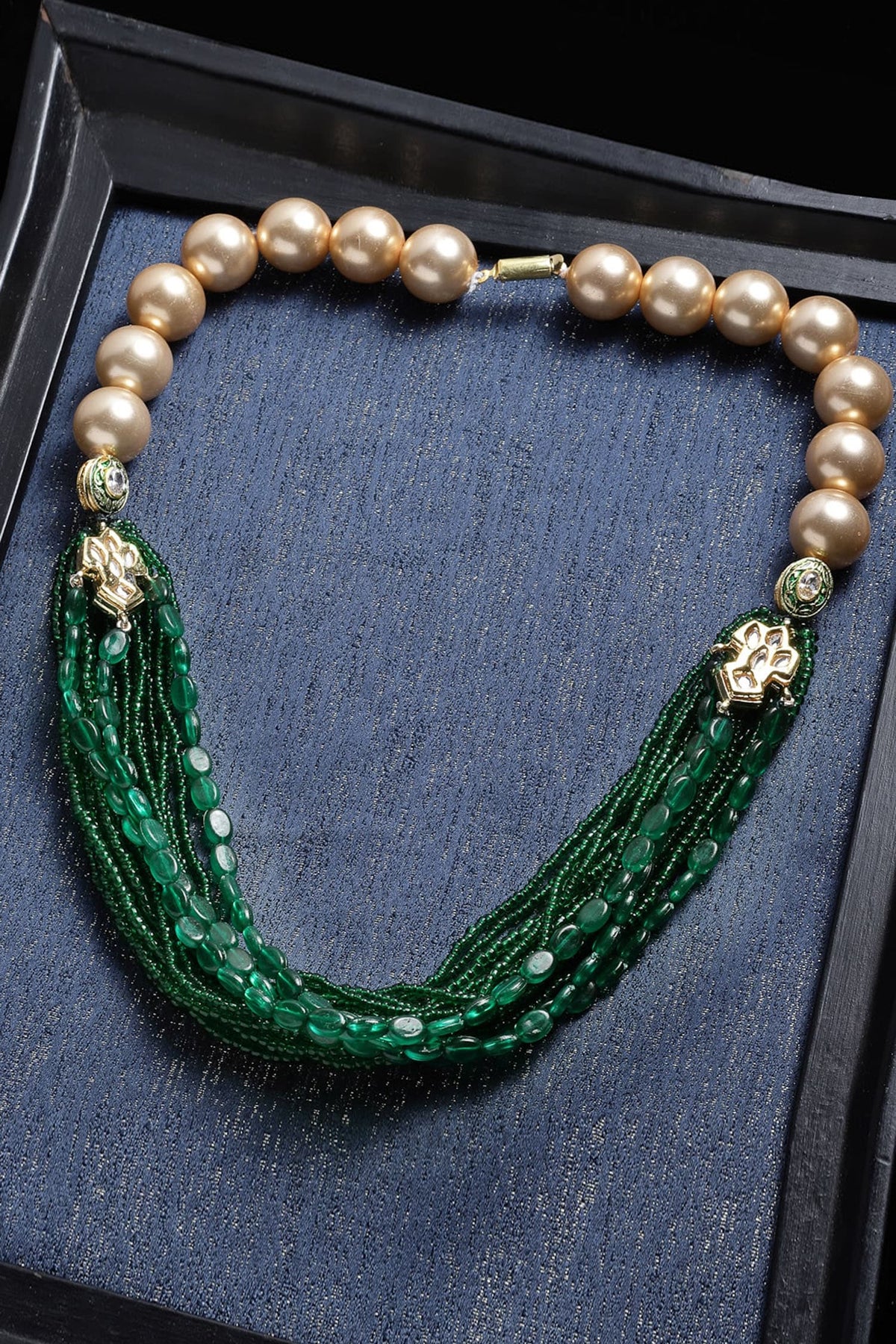 Kundan Pearl Natural Stone Layered Necklace 