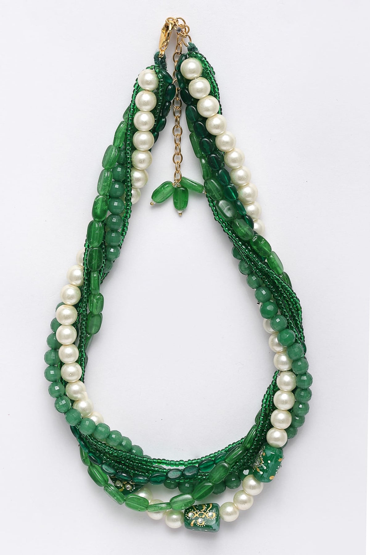 Gold Plated Layered Necklace With Stones 