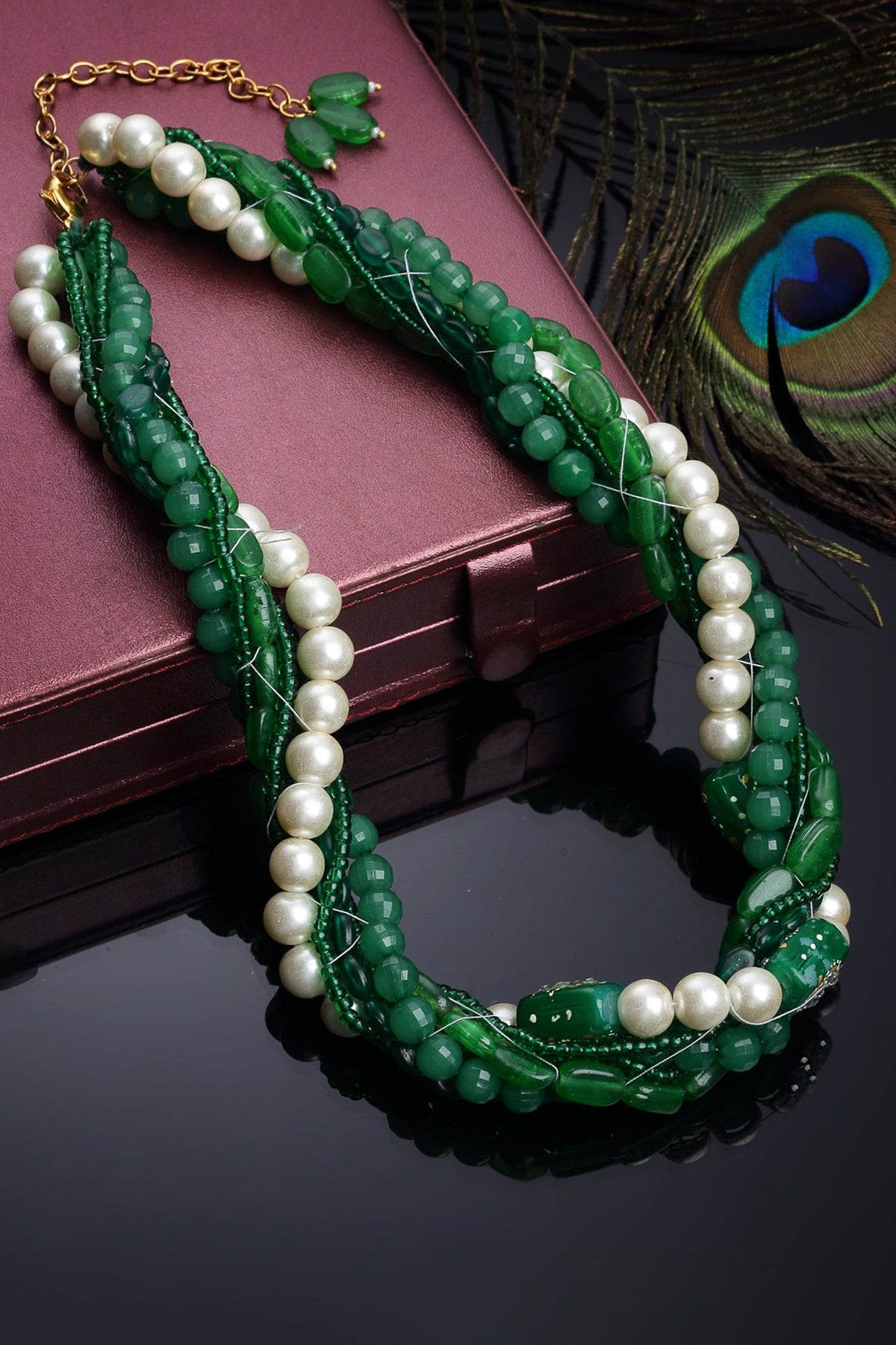 Gold Plated Layered Necklace With Stones 