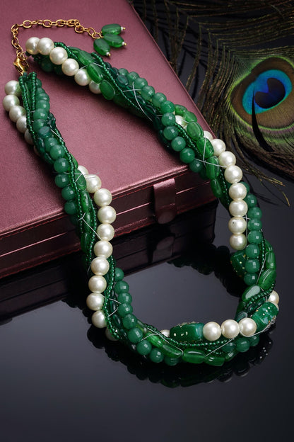 Gold Plated Layered Necklace With Stones 