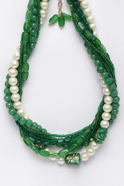 Gold Plated Layered Necklace With Stones 