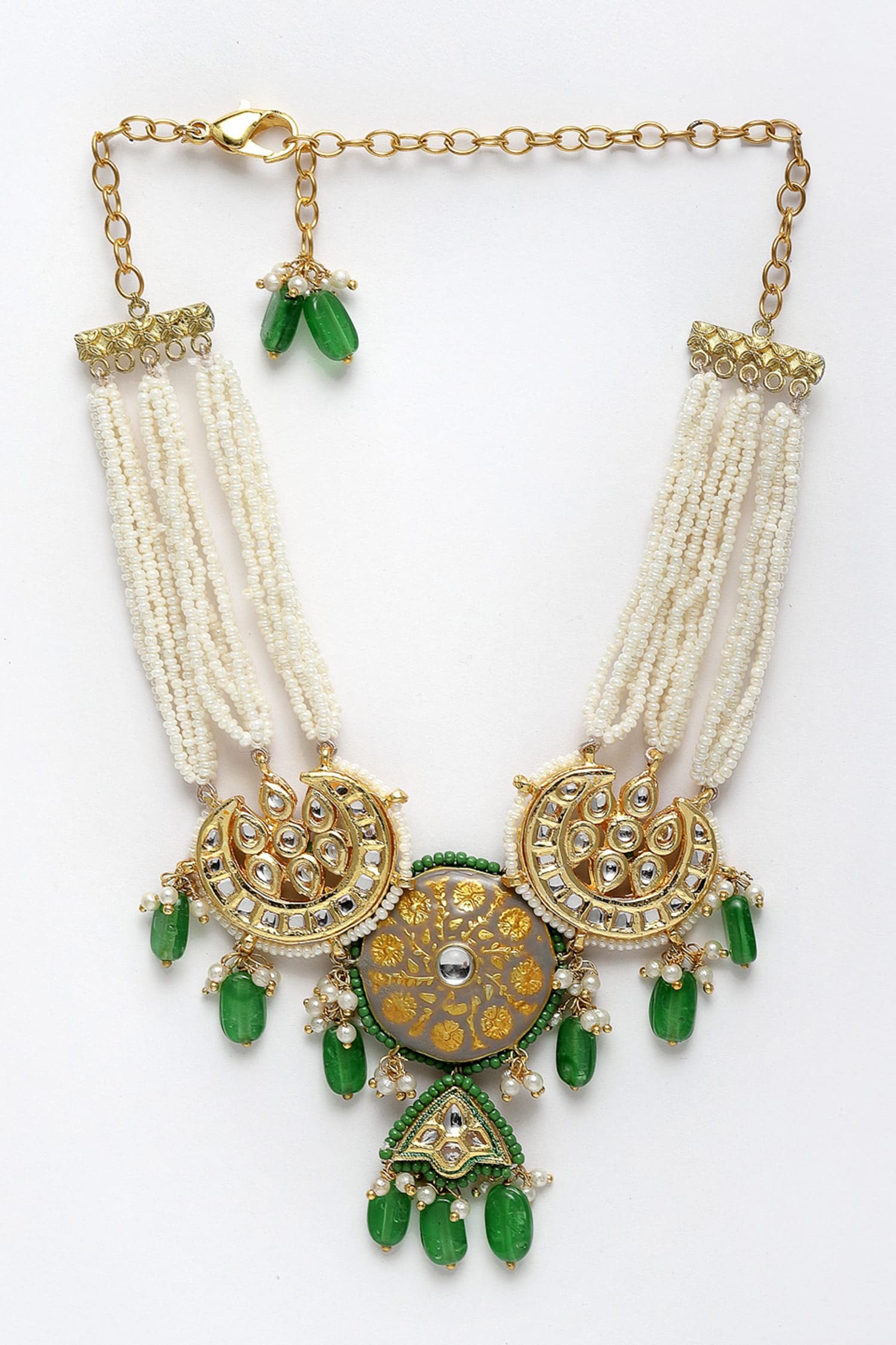 Meenakari Kundan Pearl & Faux Emerald Choker 
