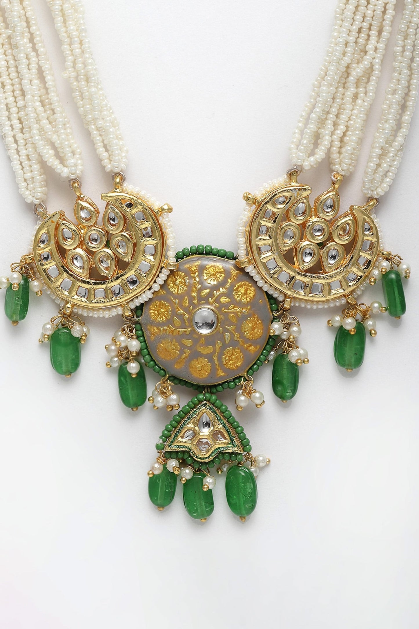 Meenakari Kundan Pearl & Faux Emerald Choker 