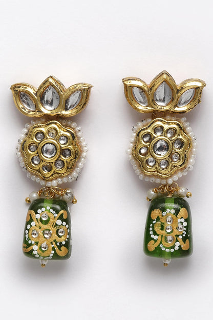Kundan, Pearl & Faux Emerald Necklace Set 