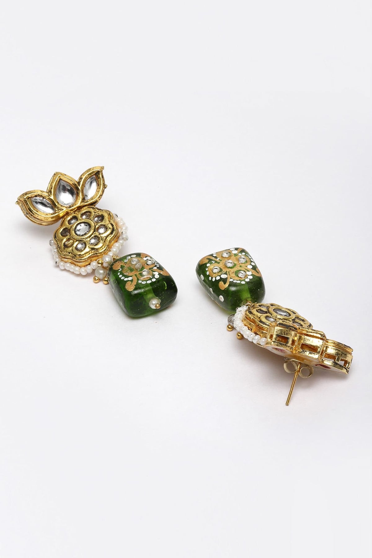 Kundan, Pearl & Faux Emerald Necklace Set 