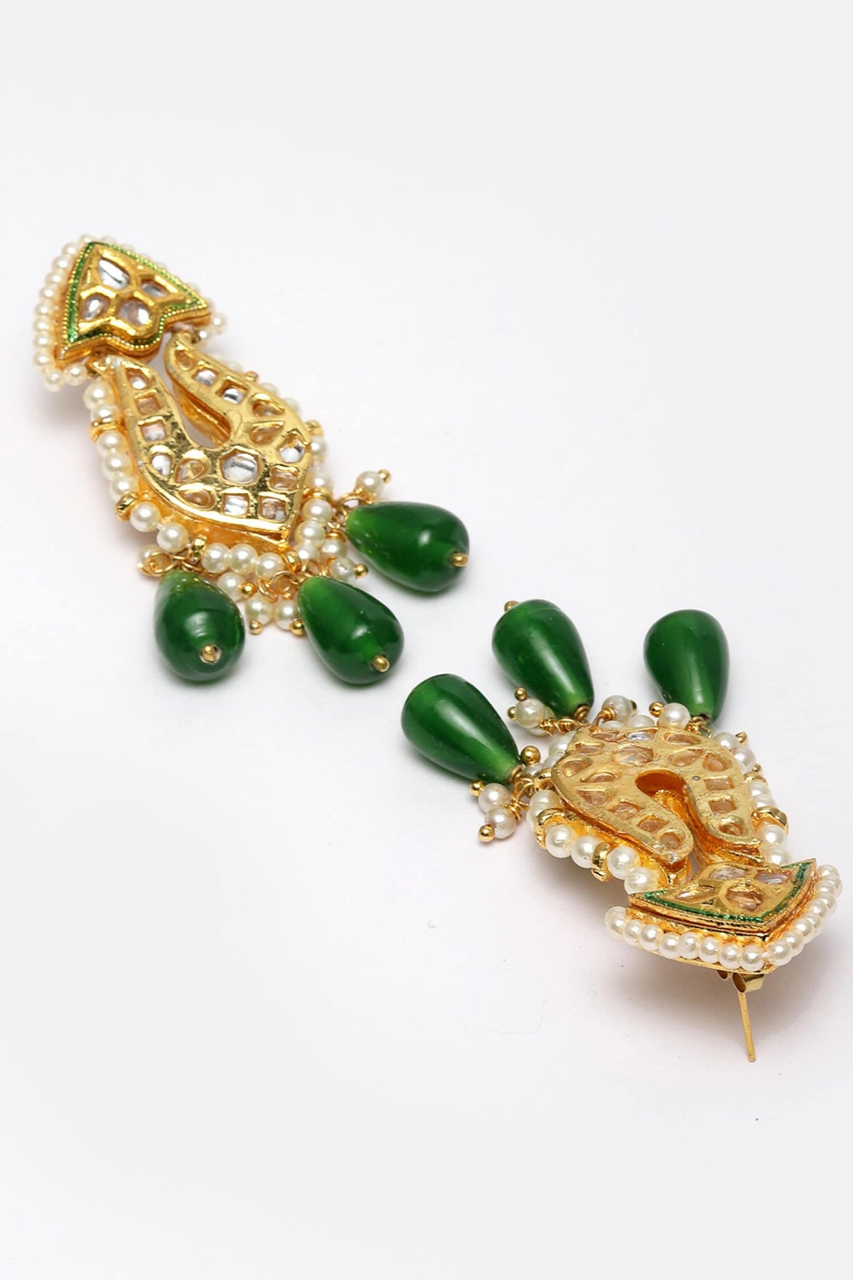 Kundan, Pearl & Faux Emerald Necklace Set 