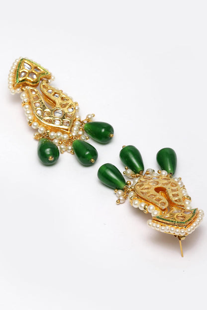 Kundan, Pearl & Faux Emerald Necklace Set 