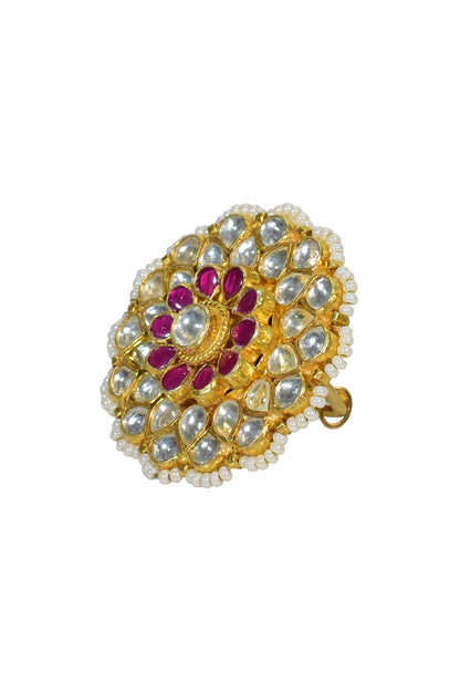 Classic Ethnic Pachi Kundan Ring 