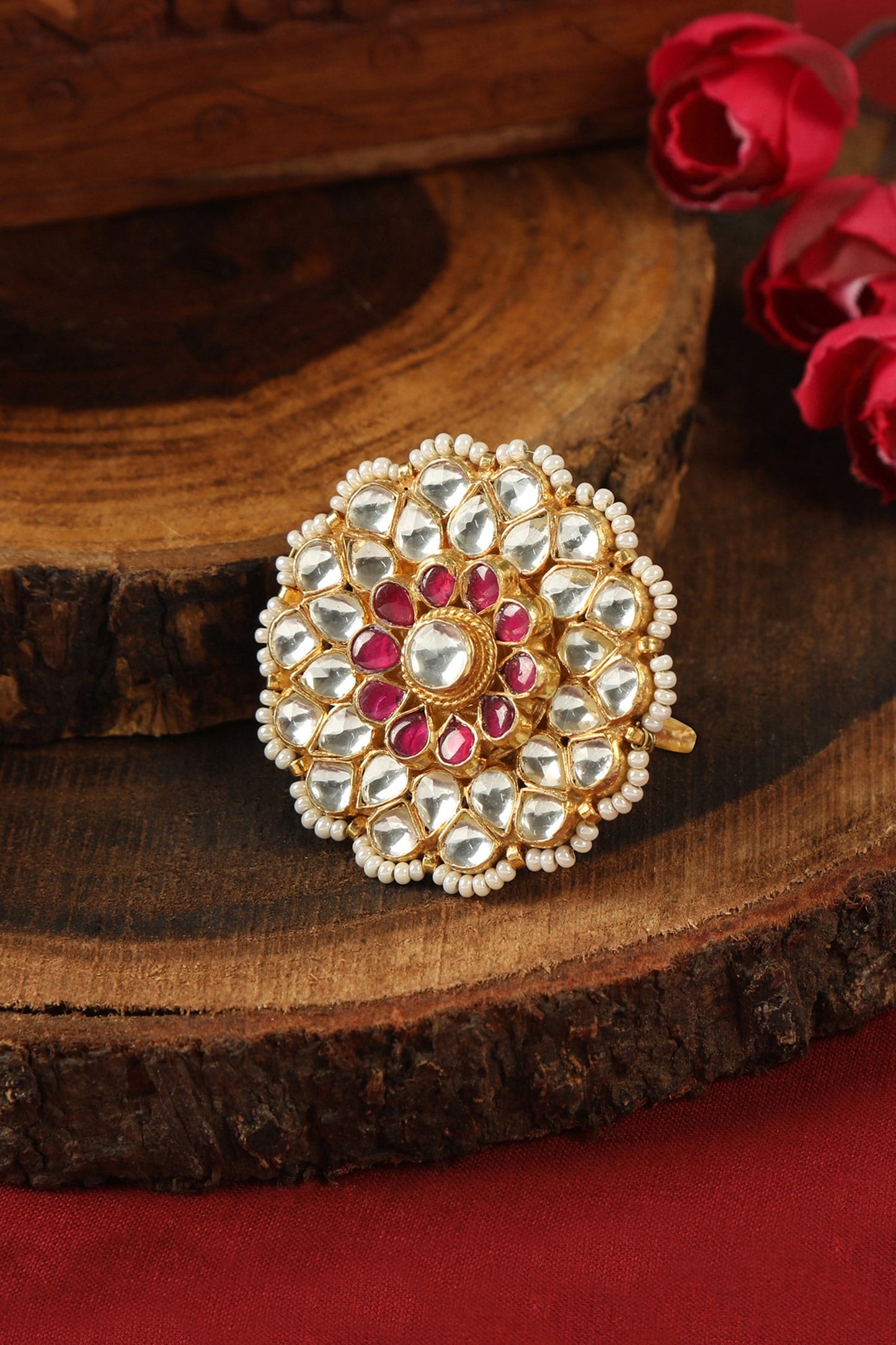 Classic Ethnic Pachi Kundan Ring 