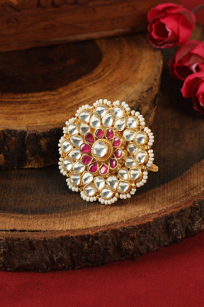 Classic Ethnic Pachi Kundan Ring 