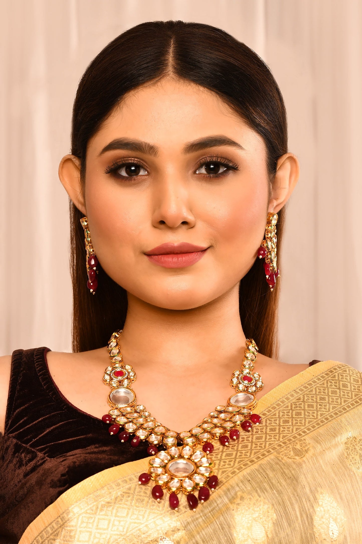 Floral Kundan Necklace Set 