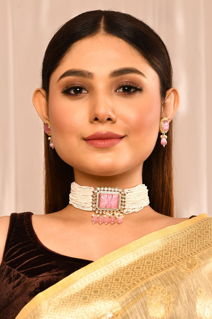 Multi Layered Pearl Choker Set 