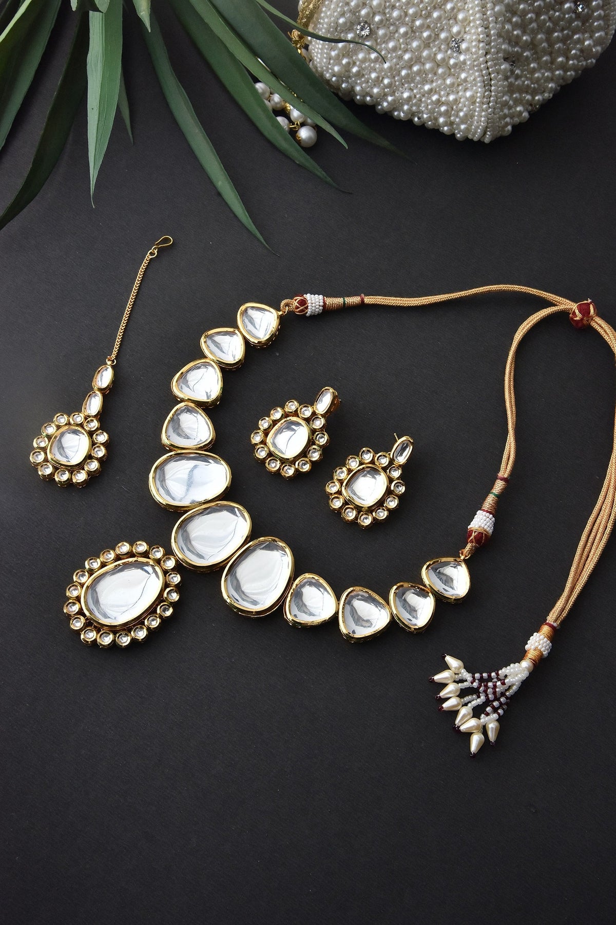 Floral Pendant Drop Necklace Set 