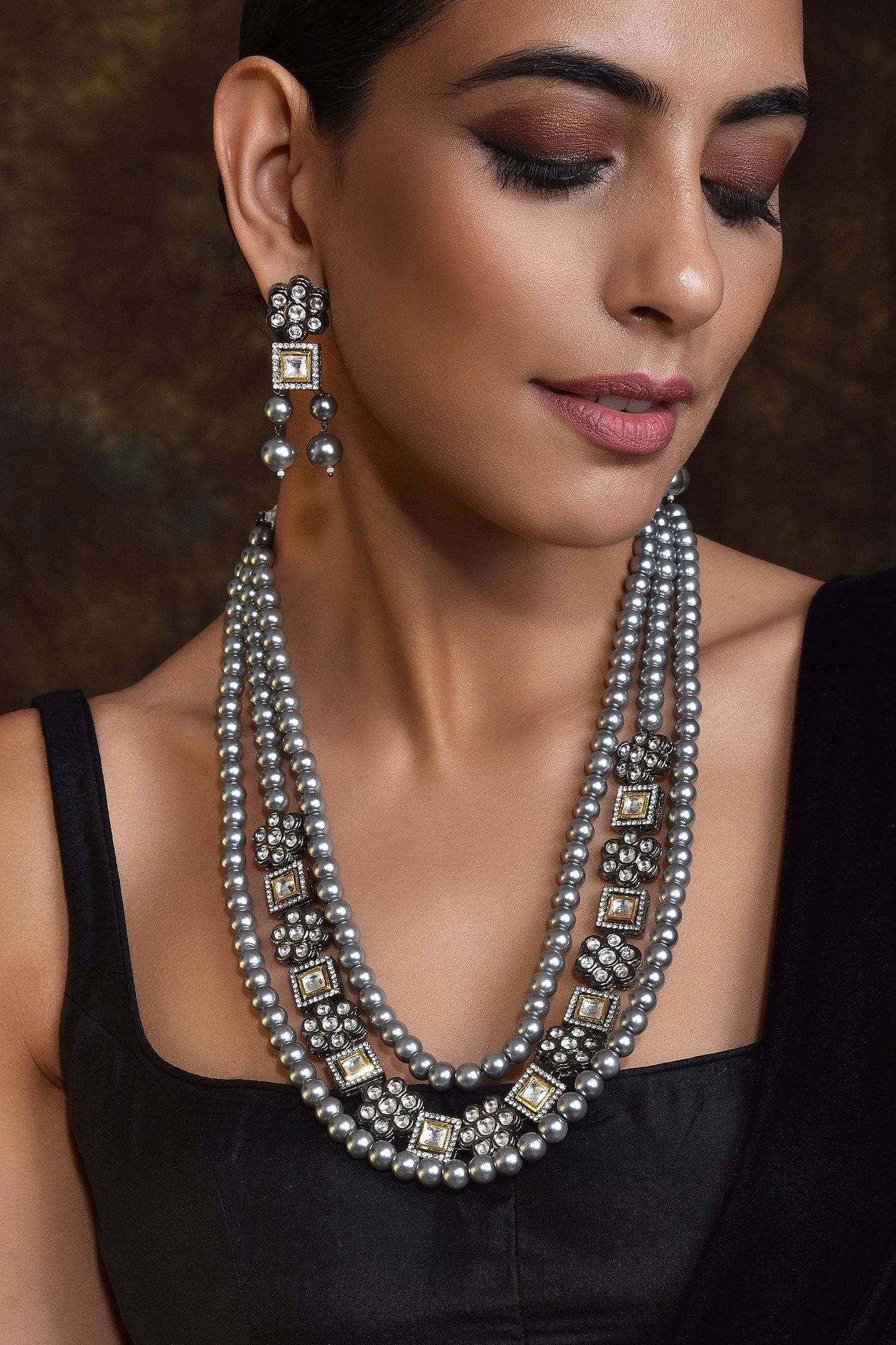 Layered Stone Necklace Set 