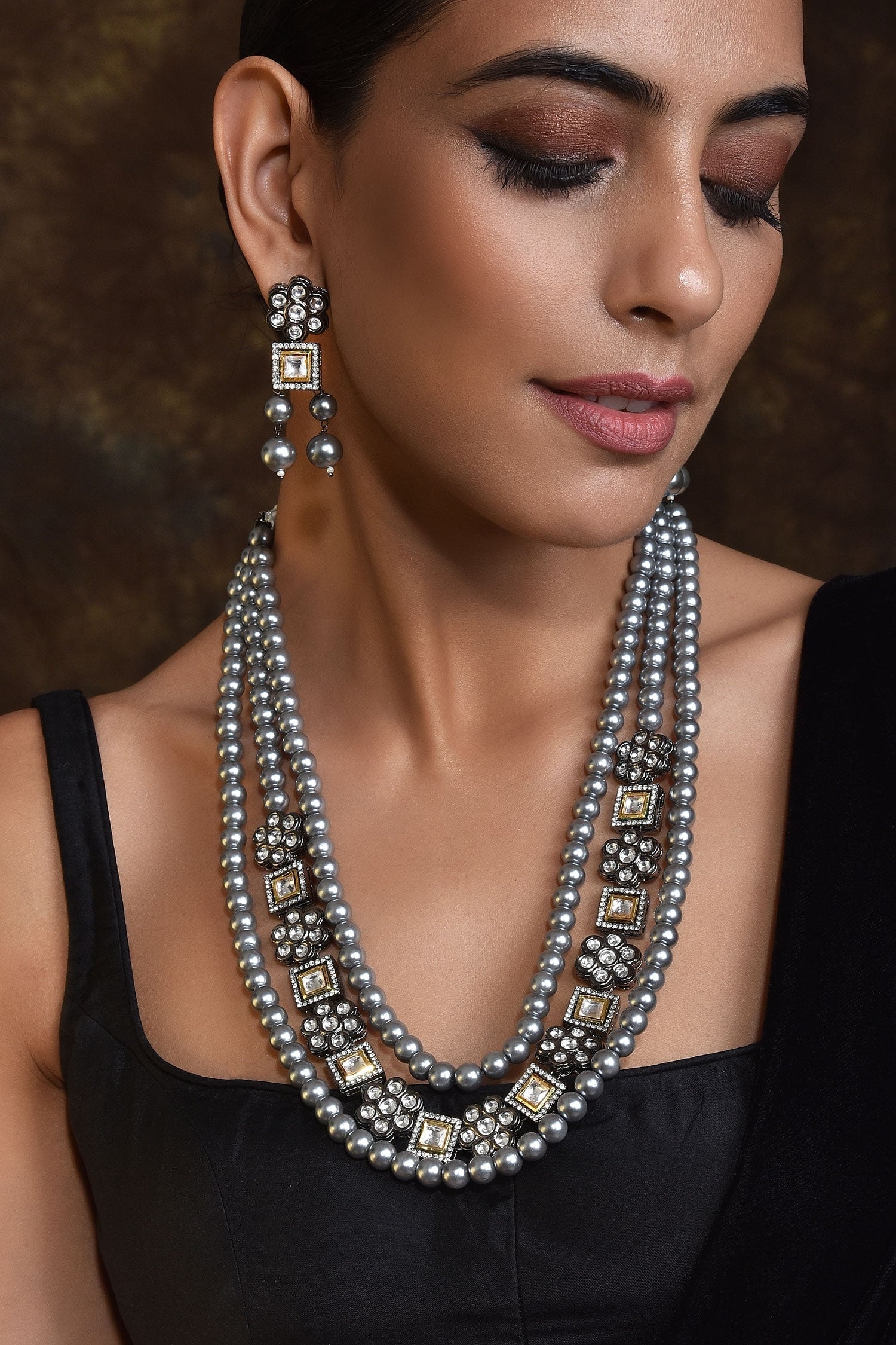 Layered Stone Necklace Set 