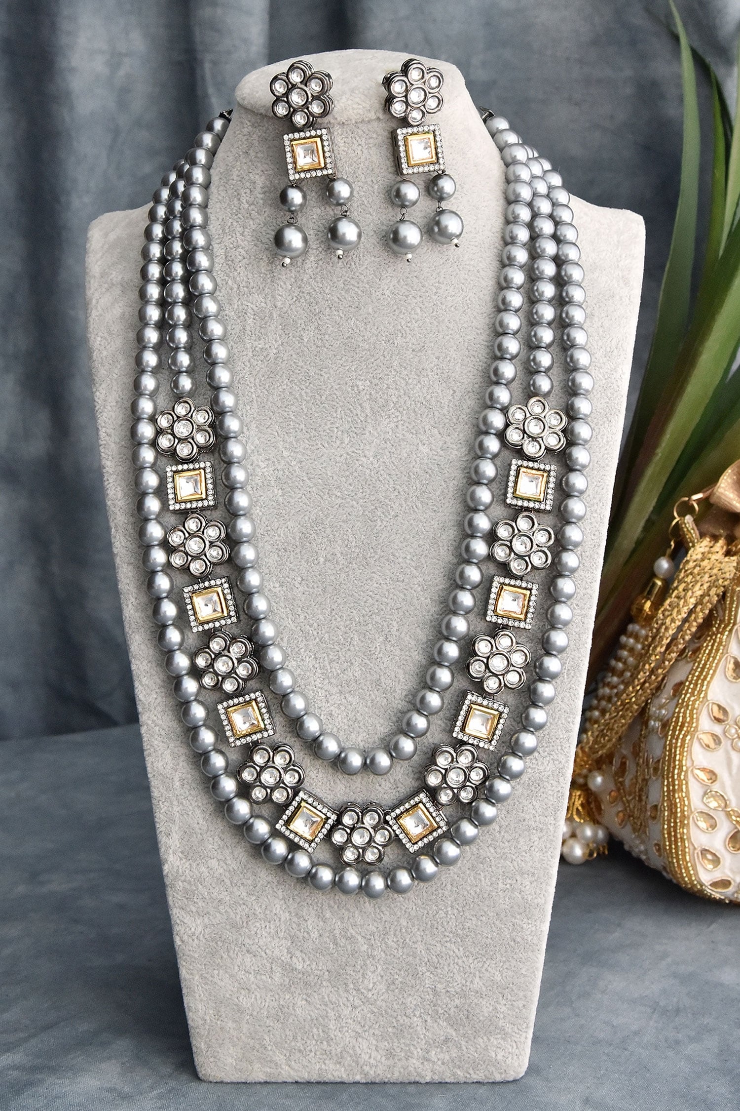 Layered Stone Necklace Set 