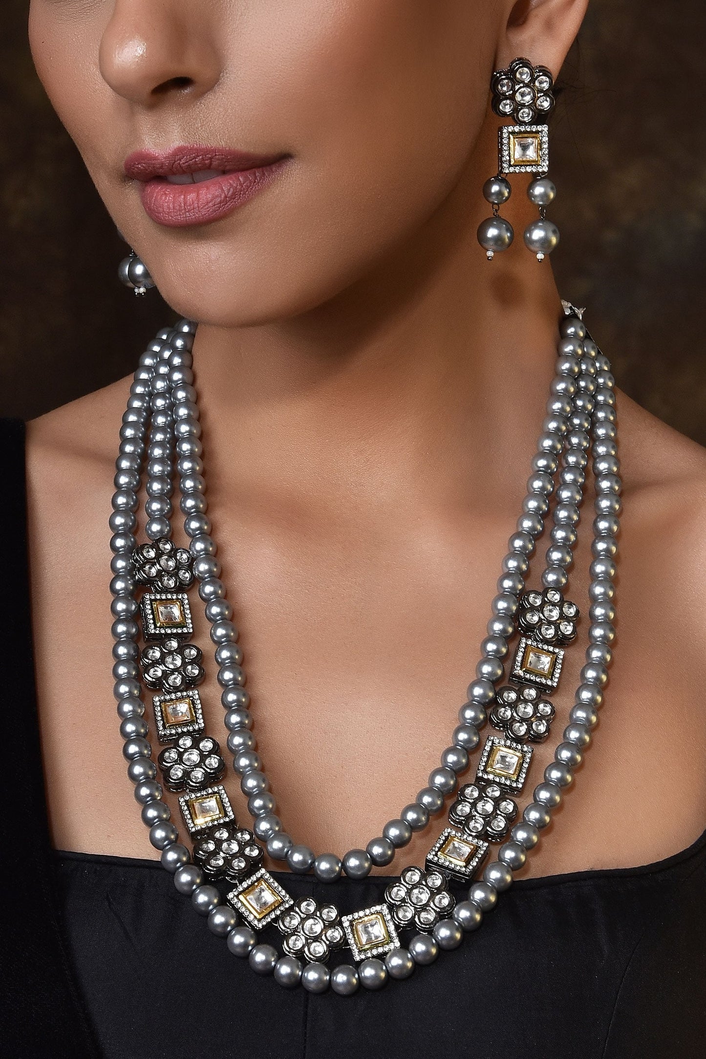 Layered Stone Necklace Set 