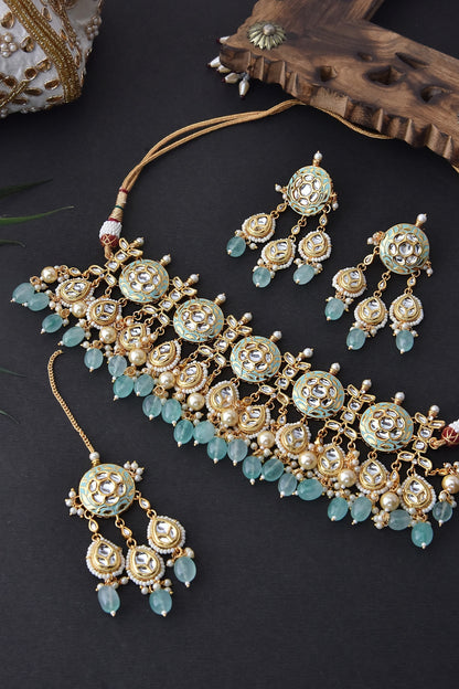 Geometric Kundan Studded Choker Set 