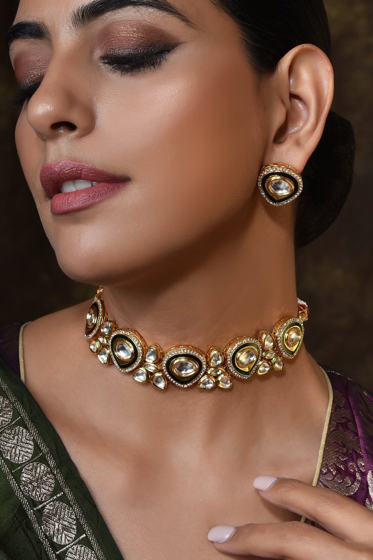Polki Choker Necklace Set 