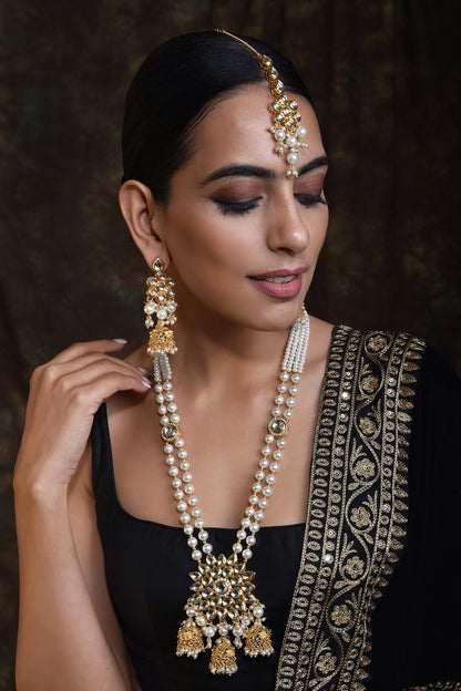 Layered Kundan Long Necklace Set 