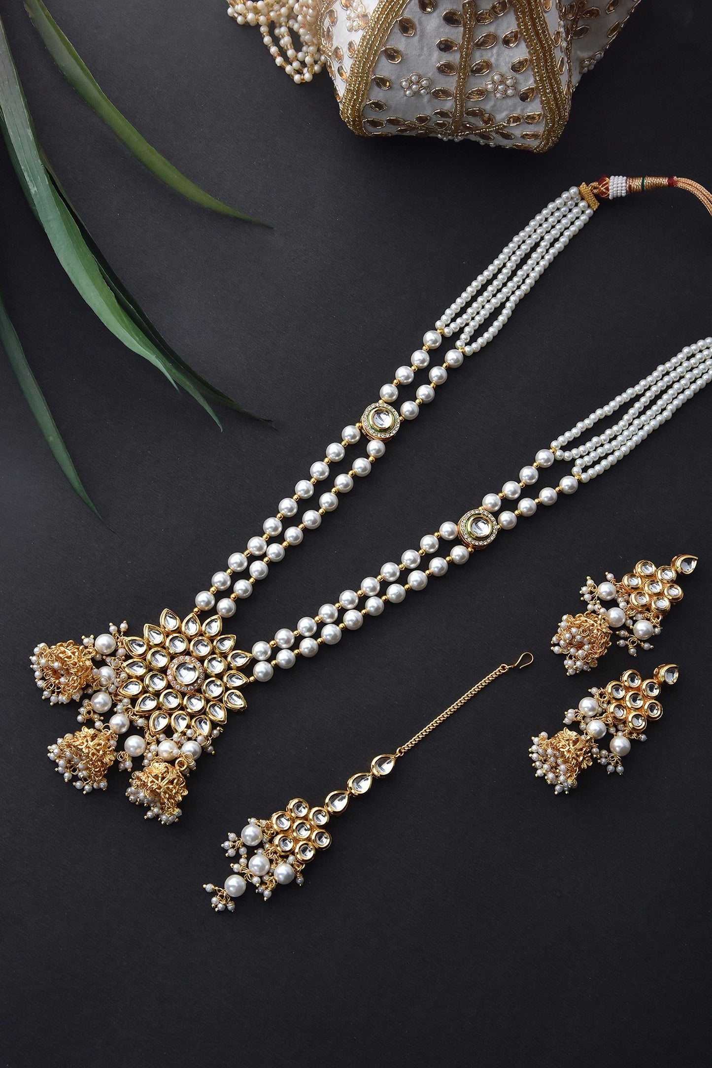 Layered Kundan Long Necklace Set 