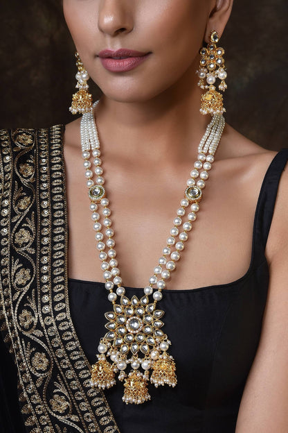 Layered Kundan Long Necklace Set 