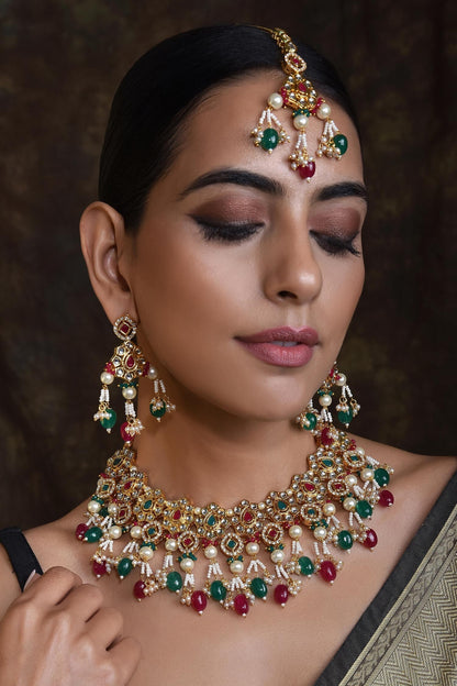 Floral Kundan Studded Choker Set 