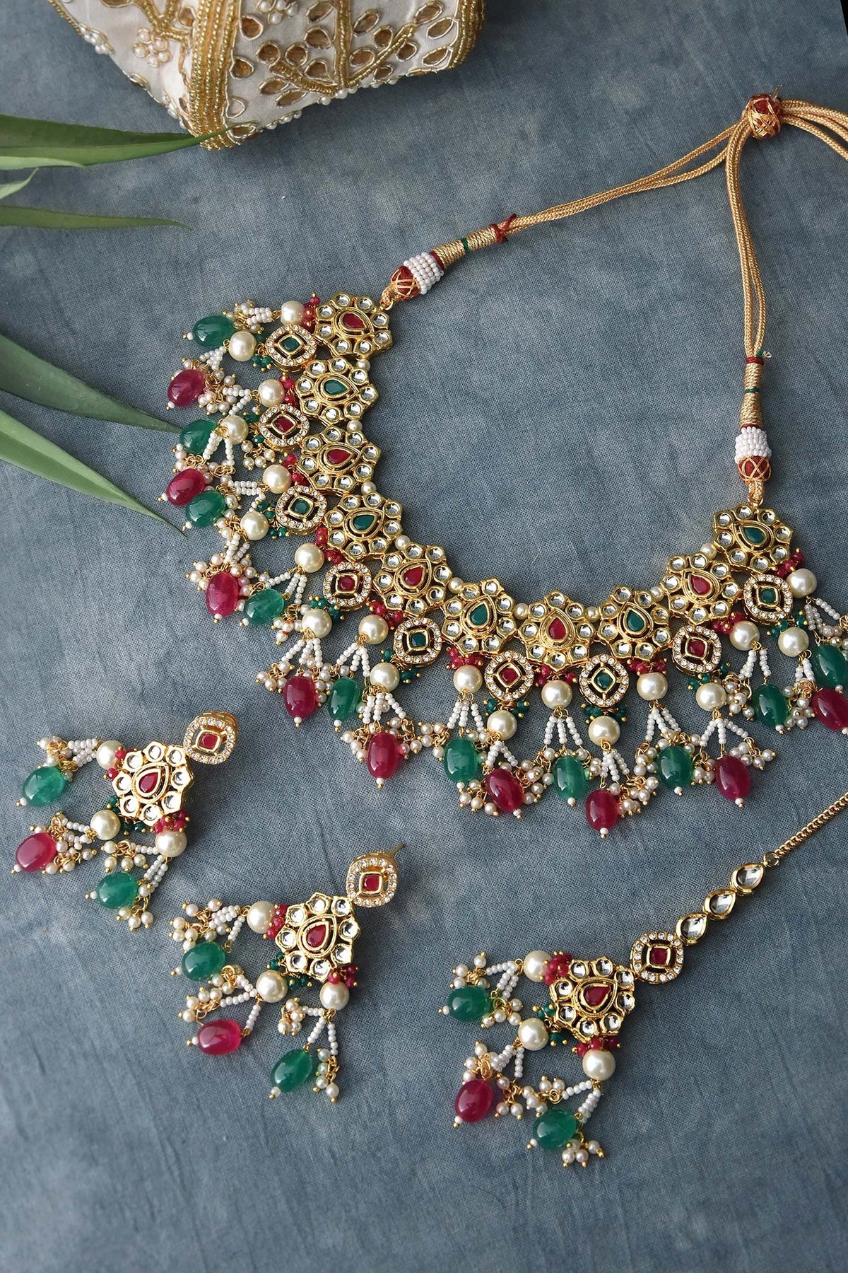 Floral Kundan Studded Choker Set 