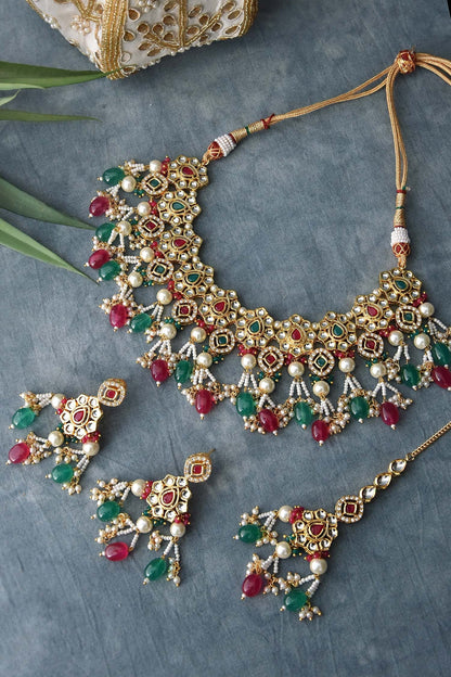 Floral Kundan Studded Choker Set 