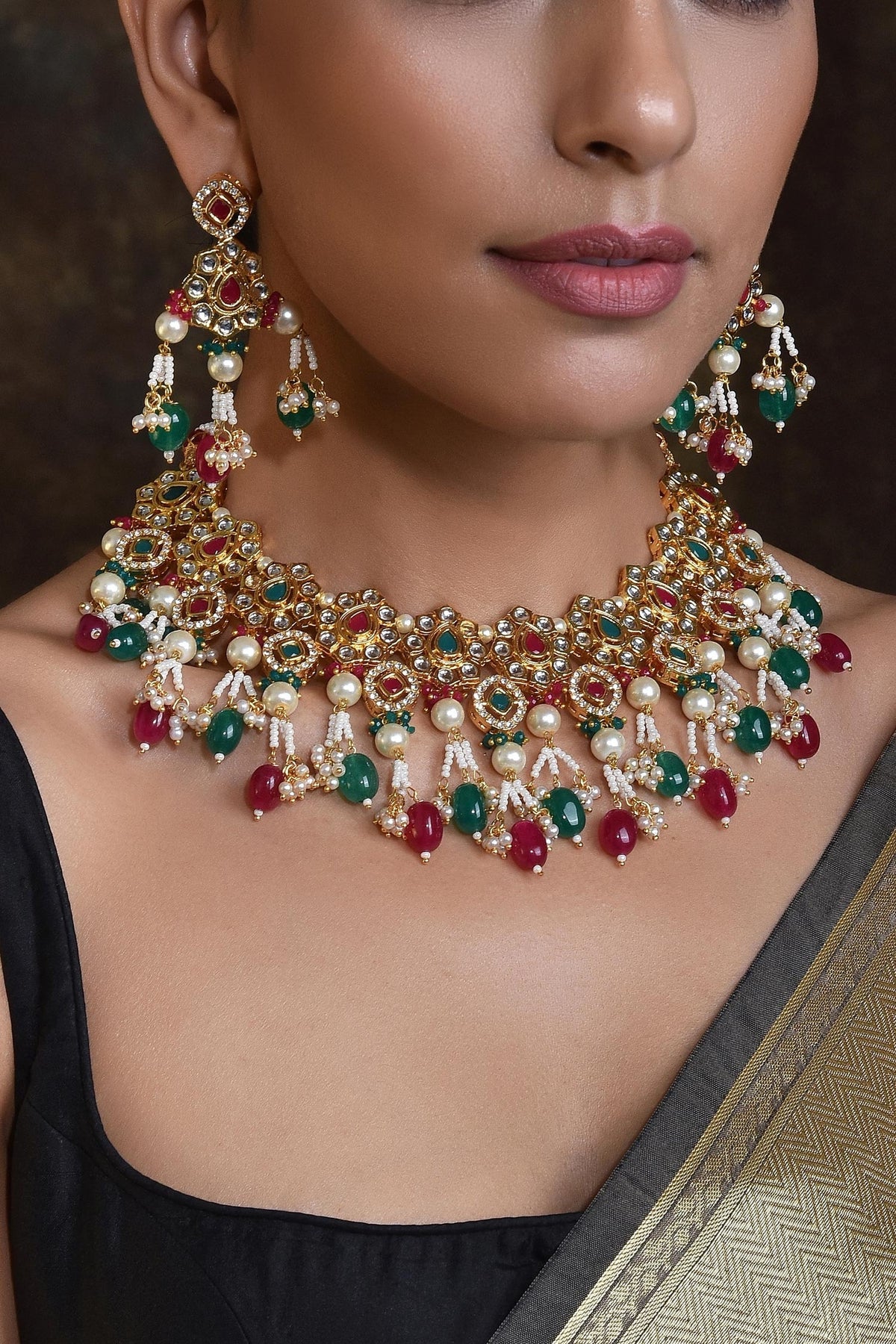 Floral Kundan Studded Choker Set 