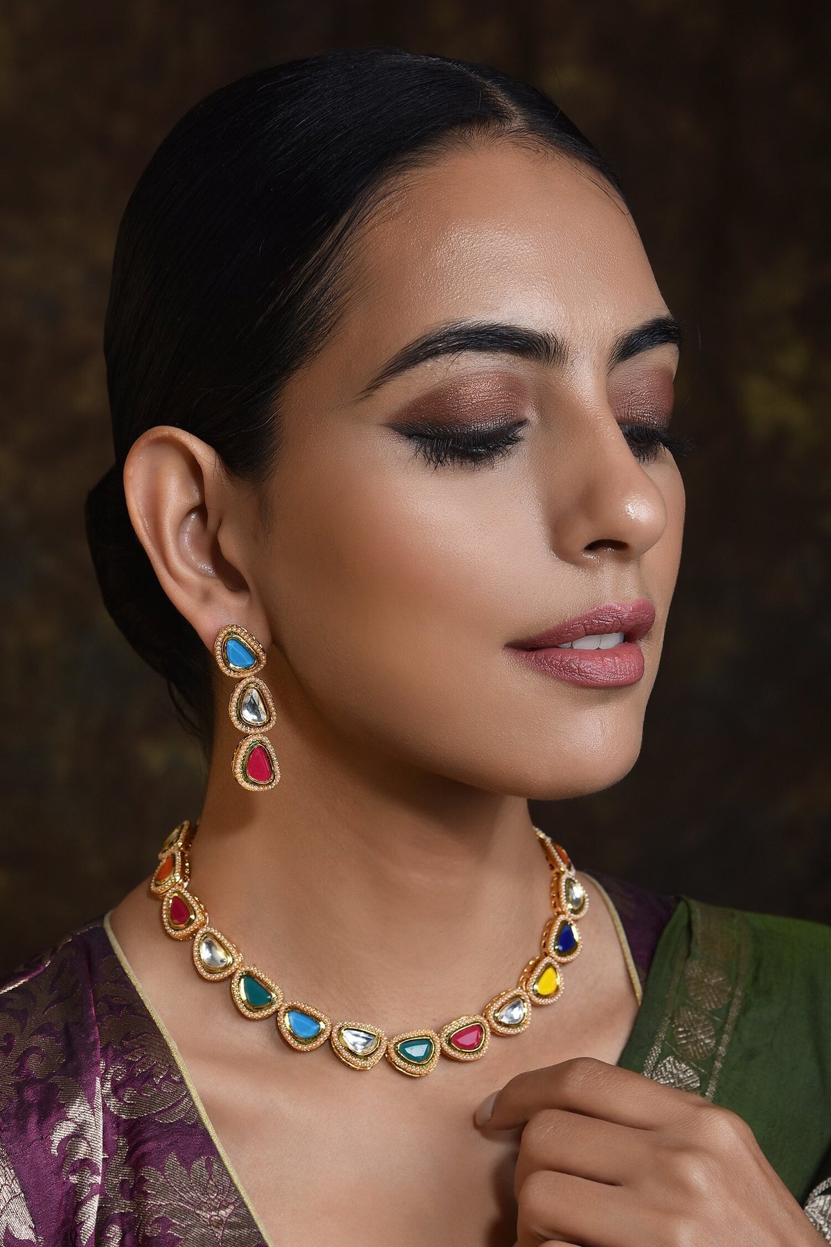 Stone Encrusted Necklace Set 