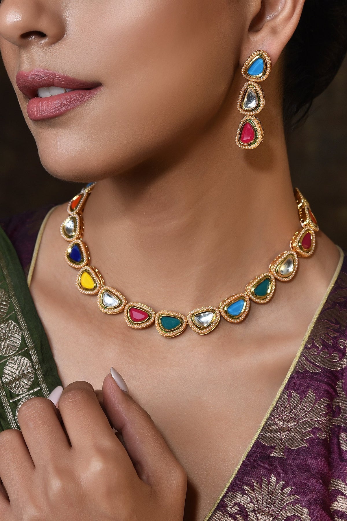 Stone Encrusted Necklace Set 