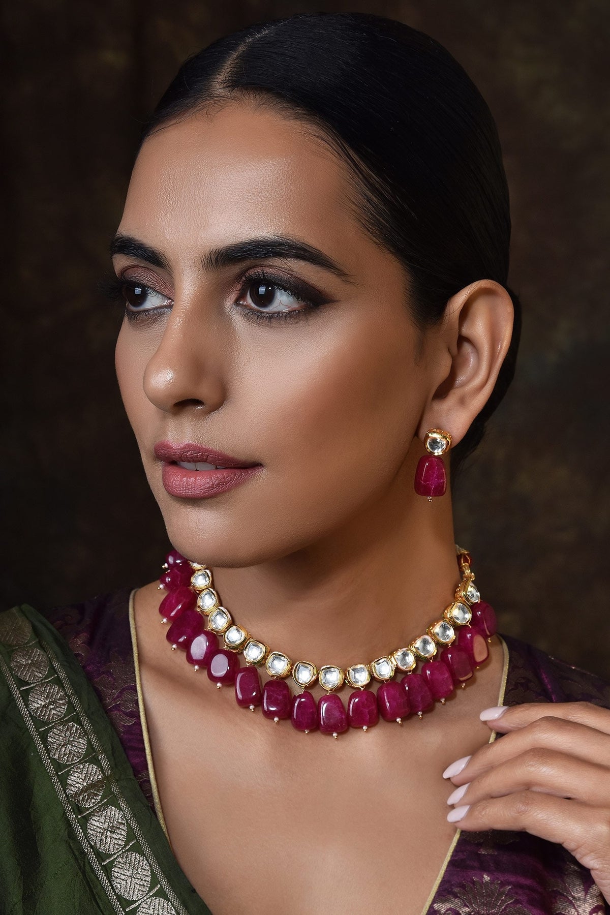 Stone Drop Kundan Choker Set 