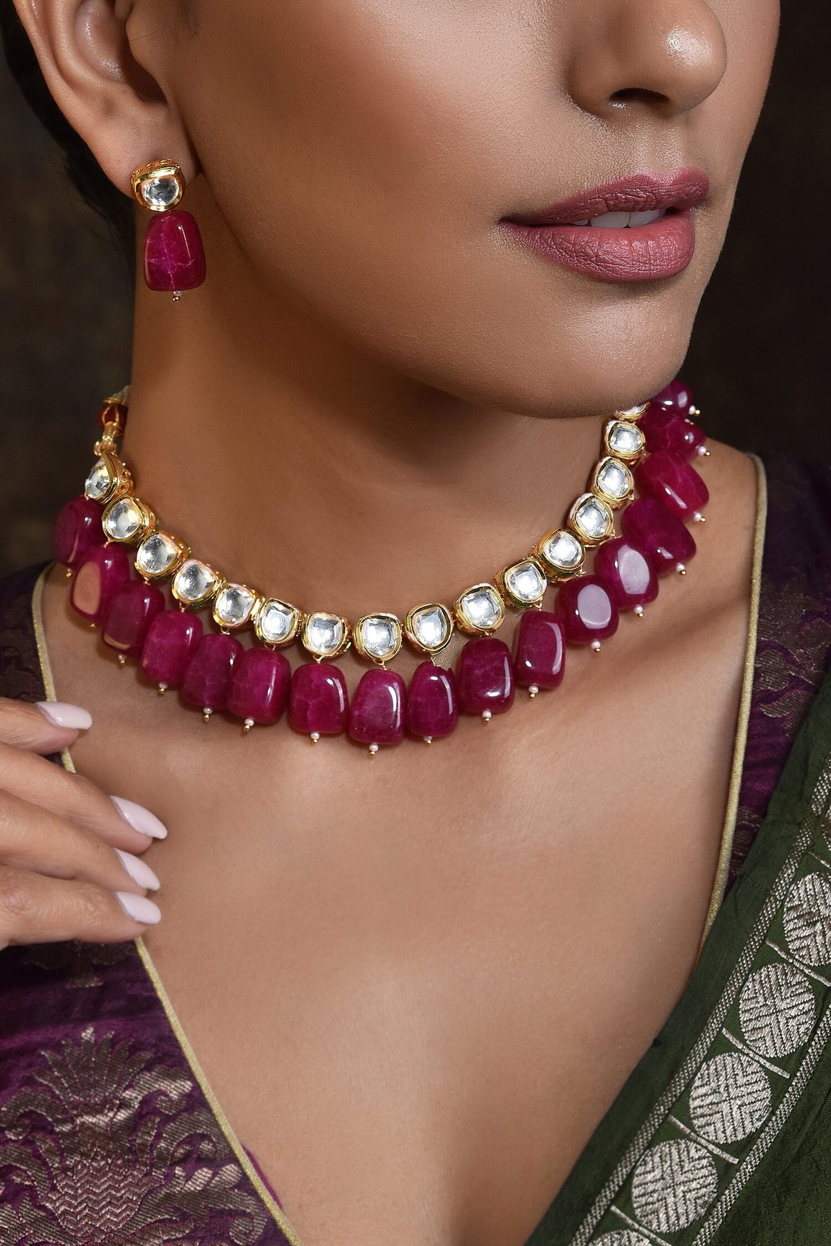 Stone Drop Kundan Choker Set 