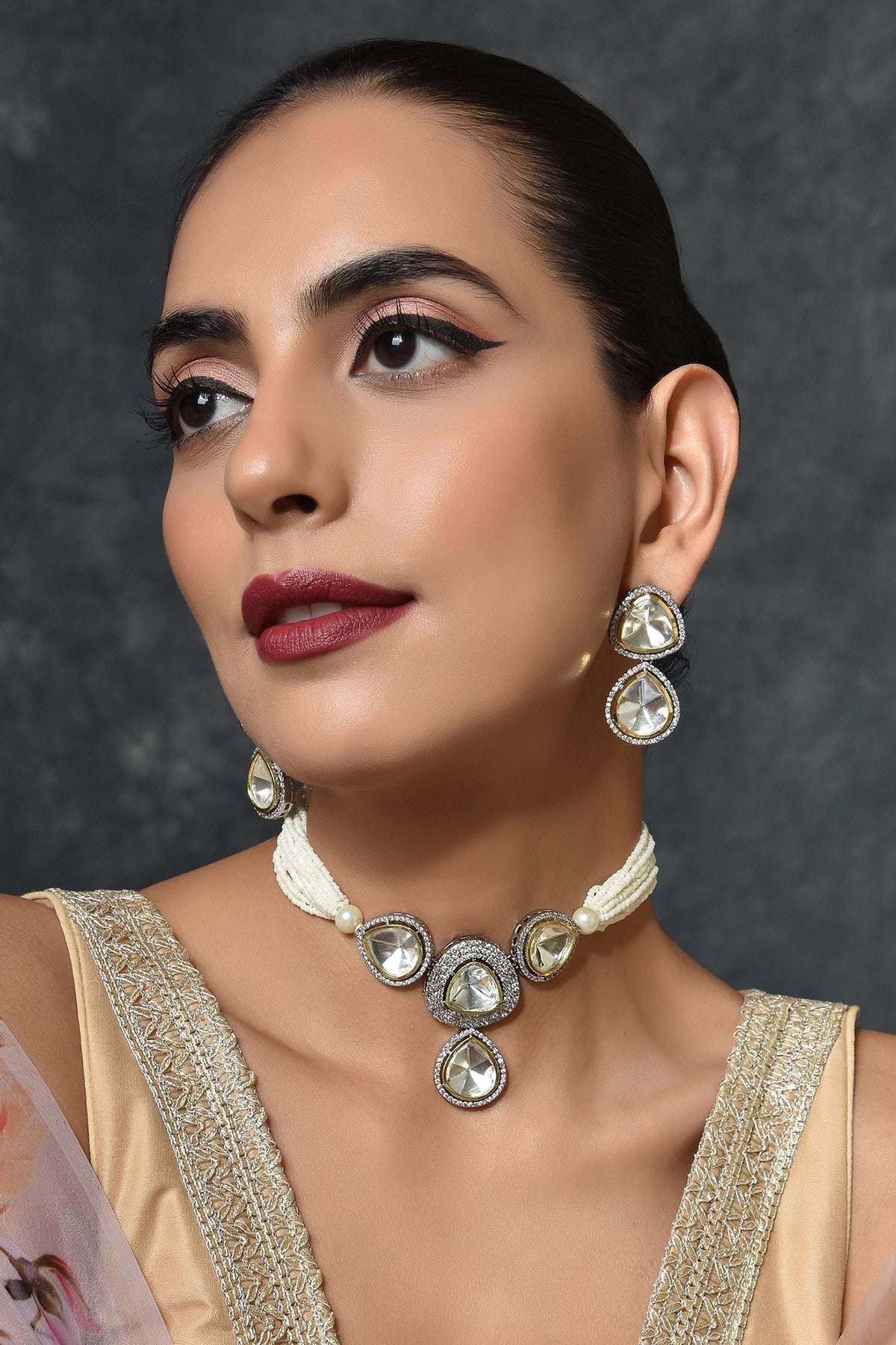 Layered Polki Necklace Set 